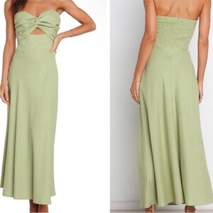 Elegant Strapless Green Dress